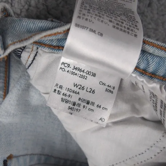 Levis Jeans Womens 26x26 Blue BIG E Denim Light Wash Mid to High Rise Button Up