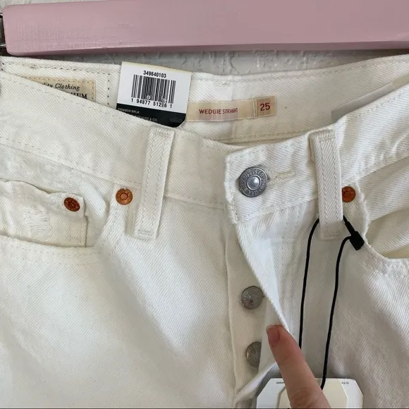 Levi’s Wedgie Straight Distressed White Jeans