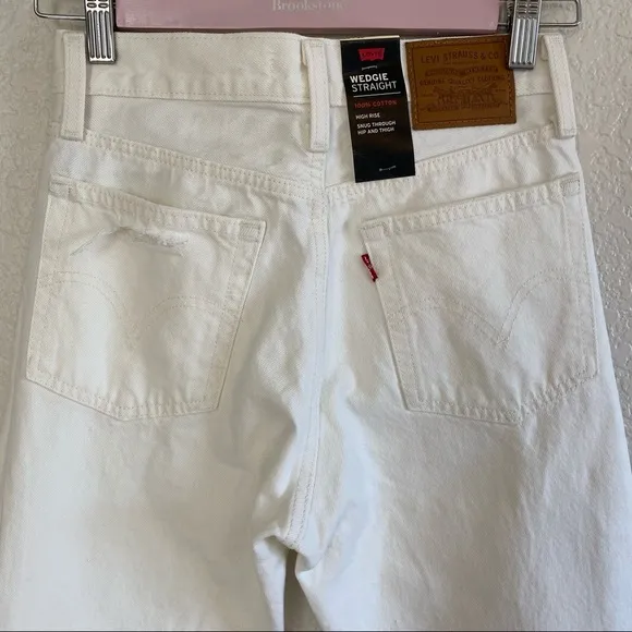 Levi’s Wedgie Straight Distressed White Jeans
