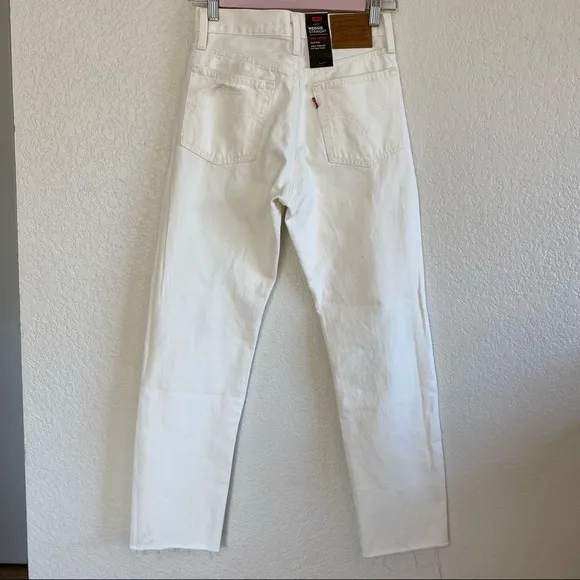 Levi’s Wedgie Straight Distressed White Jeans