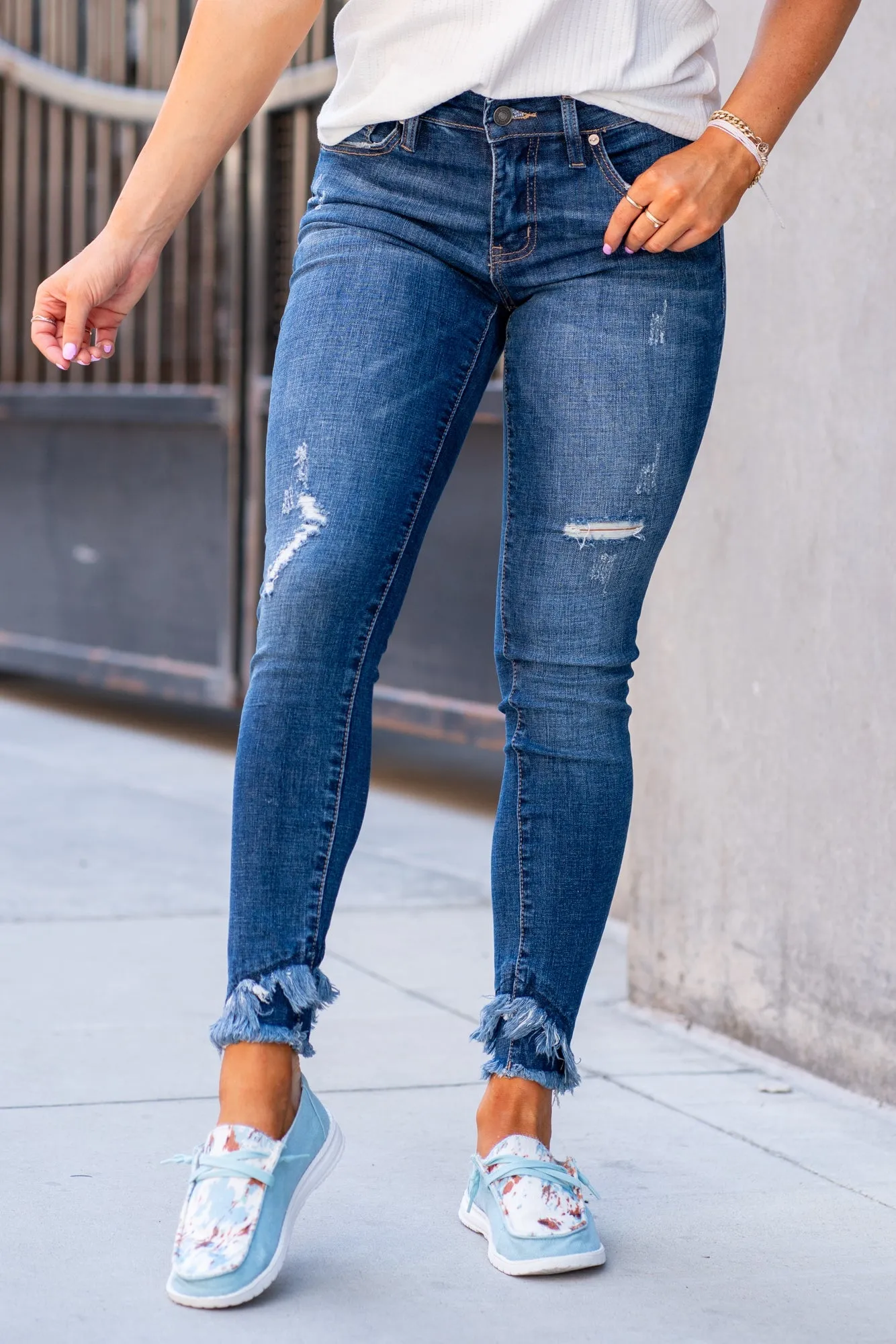 Lexington Mid Rise Double Fray Skinny