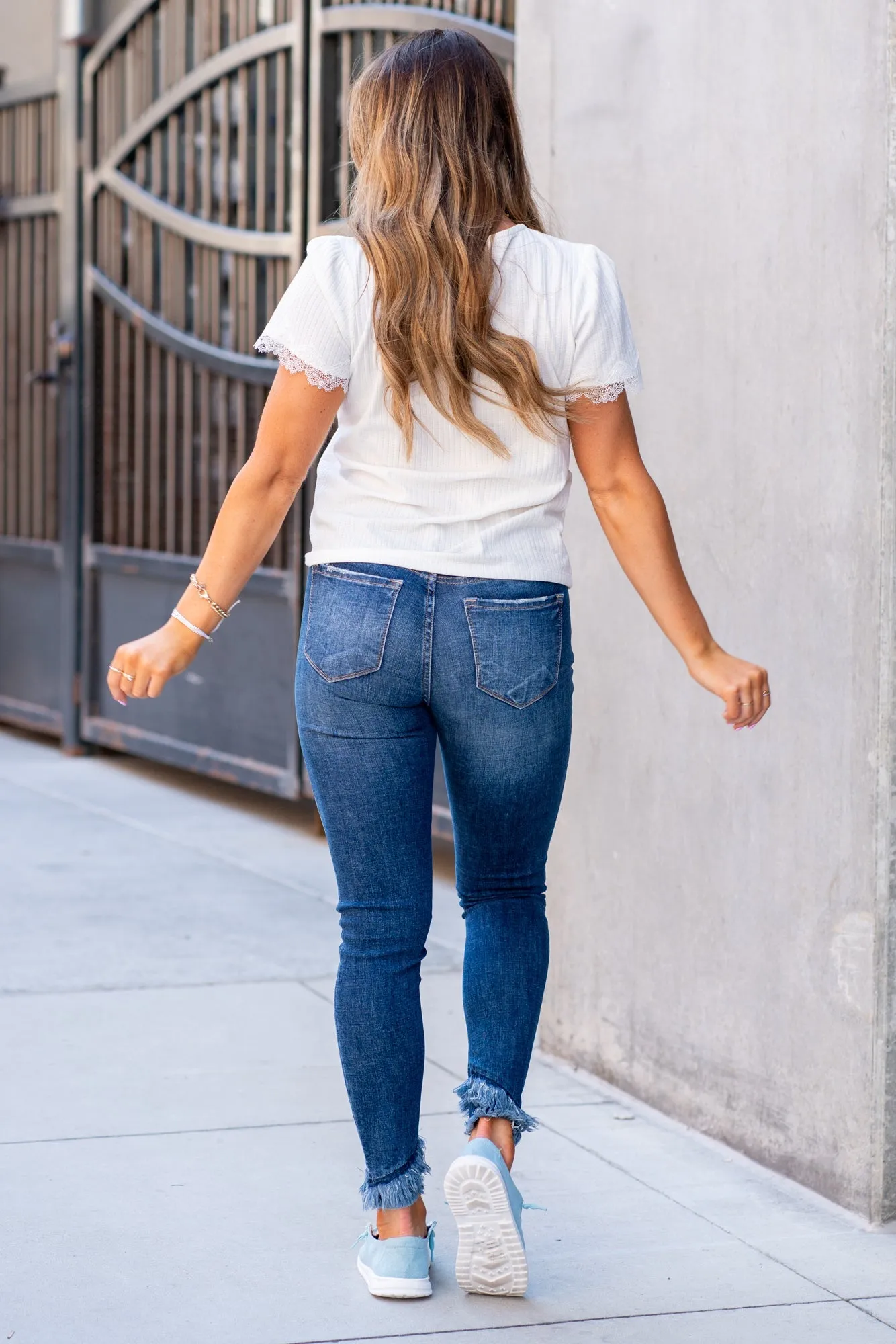 Lexington Mid Rise Double Fray Skinny