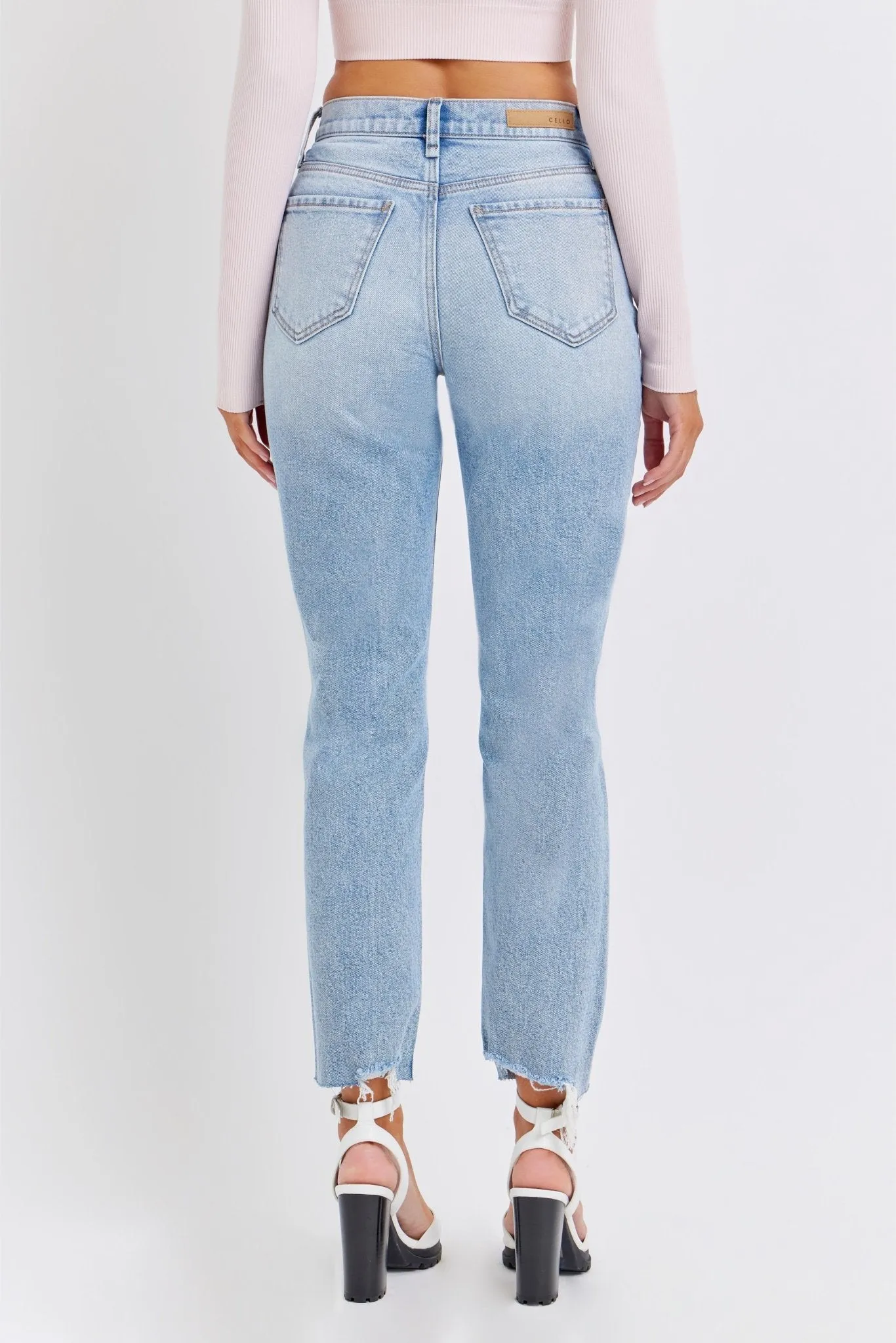 Light Wash High Rise Distressed Straight Leg Jeans - FINAL SALE