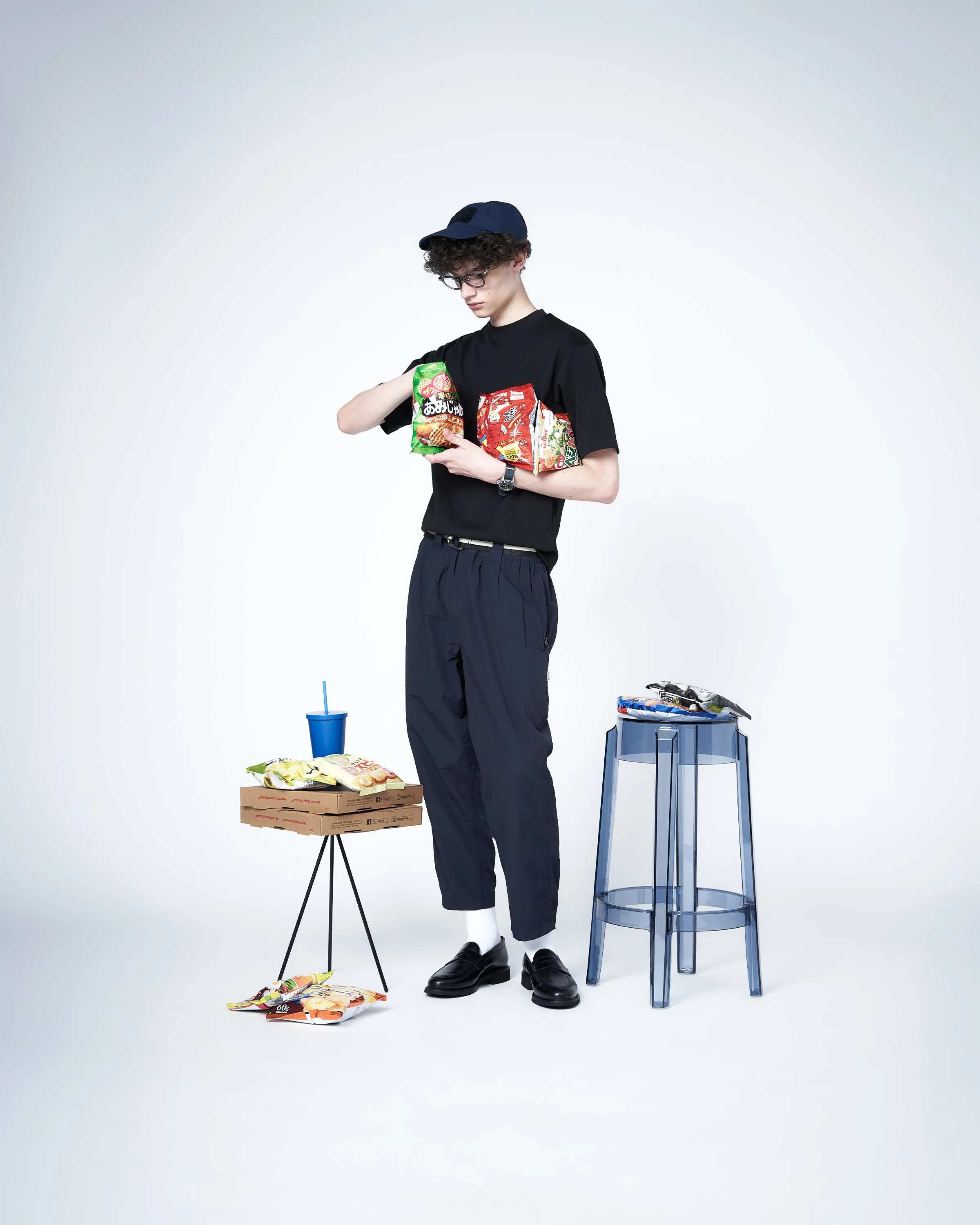 Lightweight Baggy Tapered Pants - Navy