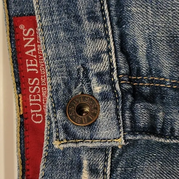 Like New Guess Jeans Beads and Hearts Distressed Mini Skirt