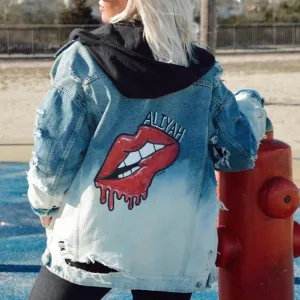 Lips Custom Hand-Painted Denim Jacket