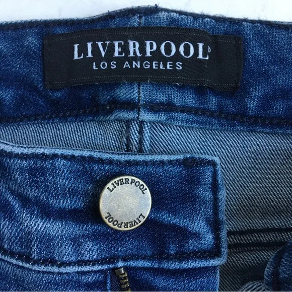 Liverpool The Straight Distressed Denim Jeans in Tellico Size 28