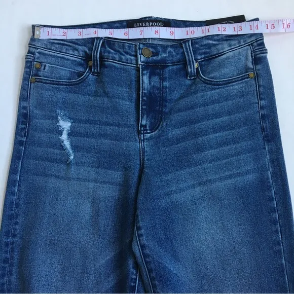 Liverpool The Straight Distressed Denim Jeans in Tellico Size 28