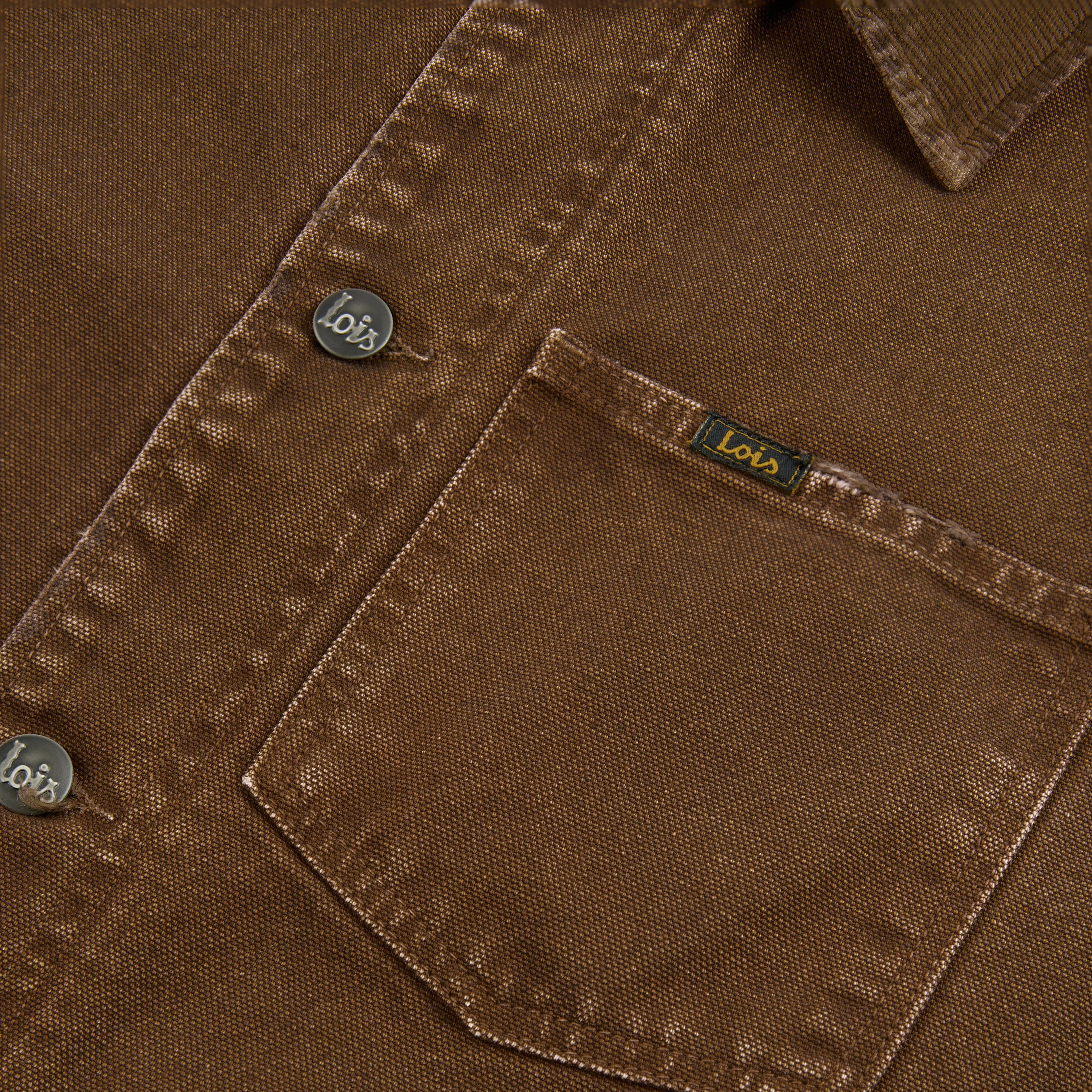 Locomotive Jacket Aged Canvas with Cord Collar Chocolate