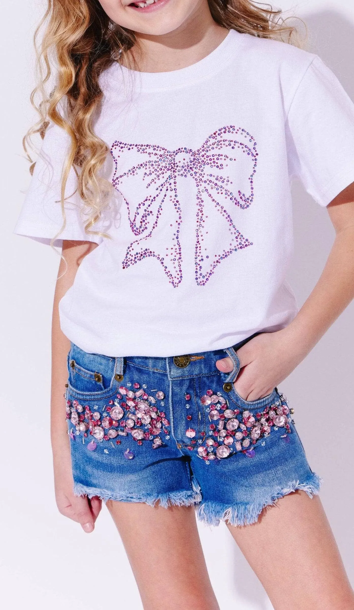 Lola and The Boys Pink Crystal Denim Short