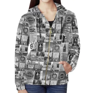 London Black & White Full Zip Hoodie up to 2 XL
