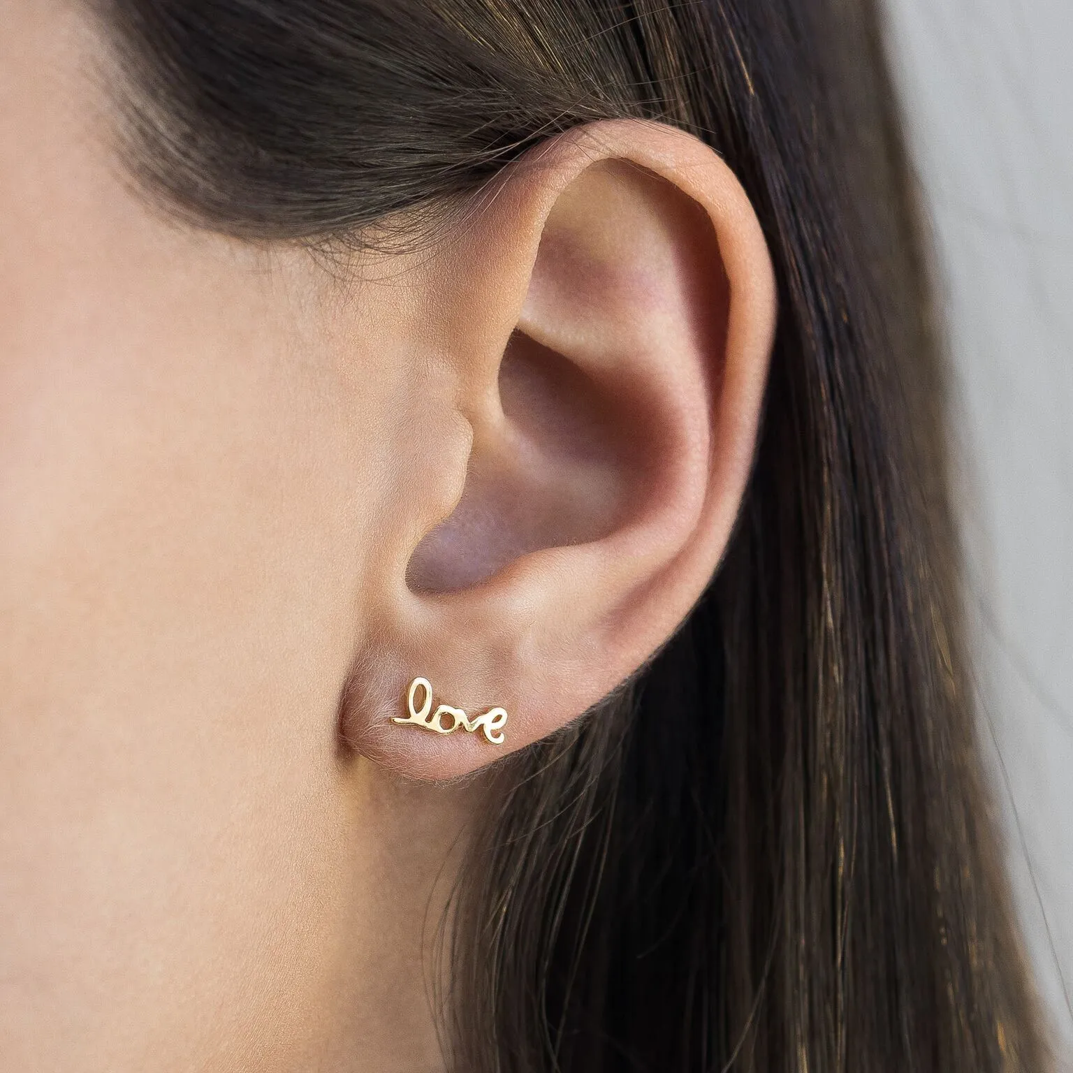 Love Script Stud Earring