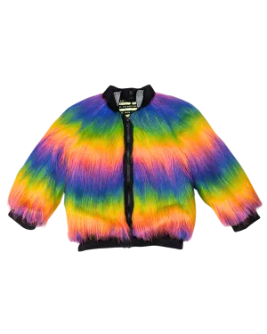 Made to Order - Rainbow Boogie Bomber Jacket by Raising Ravers - Long Fur, Ages 2-12