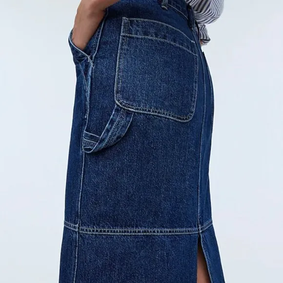 Madewell Denim Carpenter Maxi Skirt in Handlon Wash Size 26 / Small