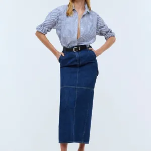 Madewell Denim Carpenter Maxi Skirt in Handlon Wash Size 26 / Small