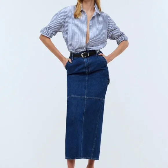 Madewell Denim Carpenter Maxi Skirt in Handlon Wash Size 26 / Small