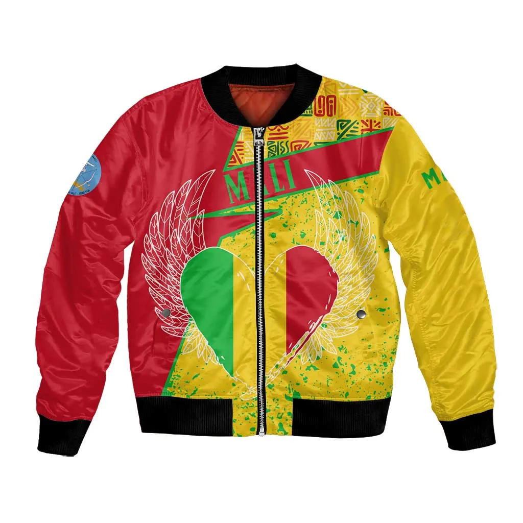 Mali in My Heart Bomber Jacket Map with National Flag Colors TS04