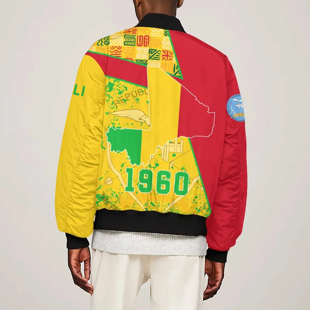 Mali in My Heart Bomber Jacket Map with National Flag Colors TS04