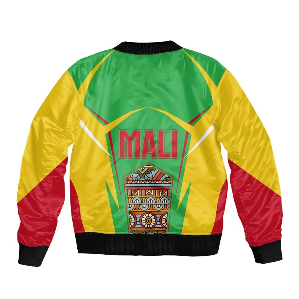 Mali Vulture Eagles Sleeve Zip Bomber Jacket African Pattern Flag Color TS04