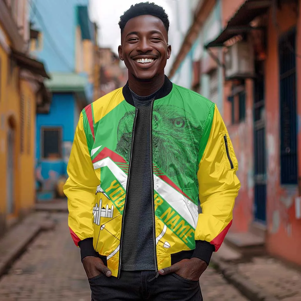 Mali Vulture Eagles Sleeve Zip Bomber Jacket African Pattern Flag Color TS04