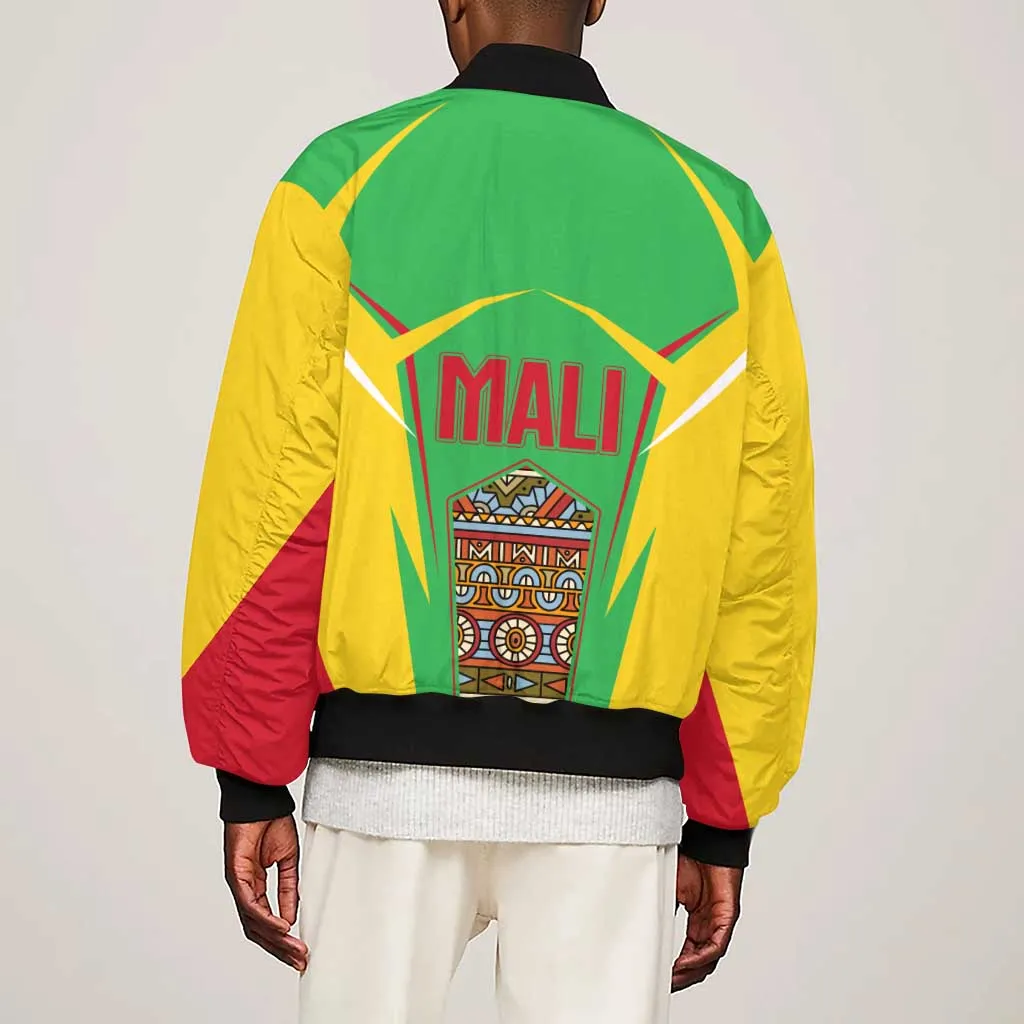 Mali Vulture Eagles Sleeve Zip Bomber Jacket African Pattern Flag Color TS04