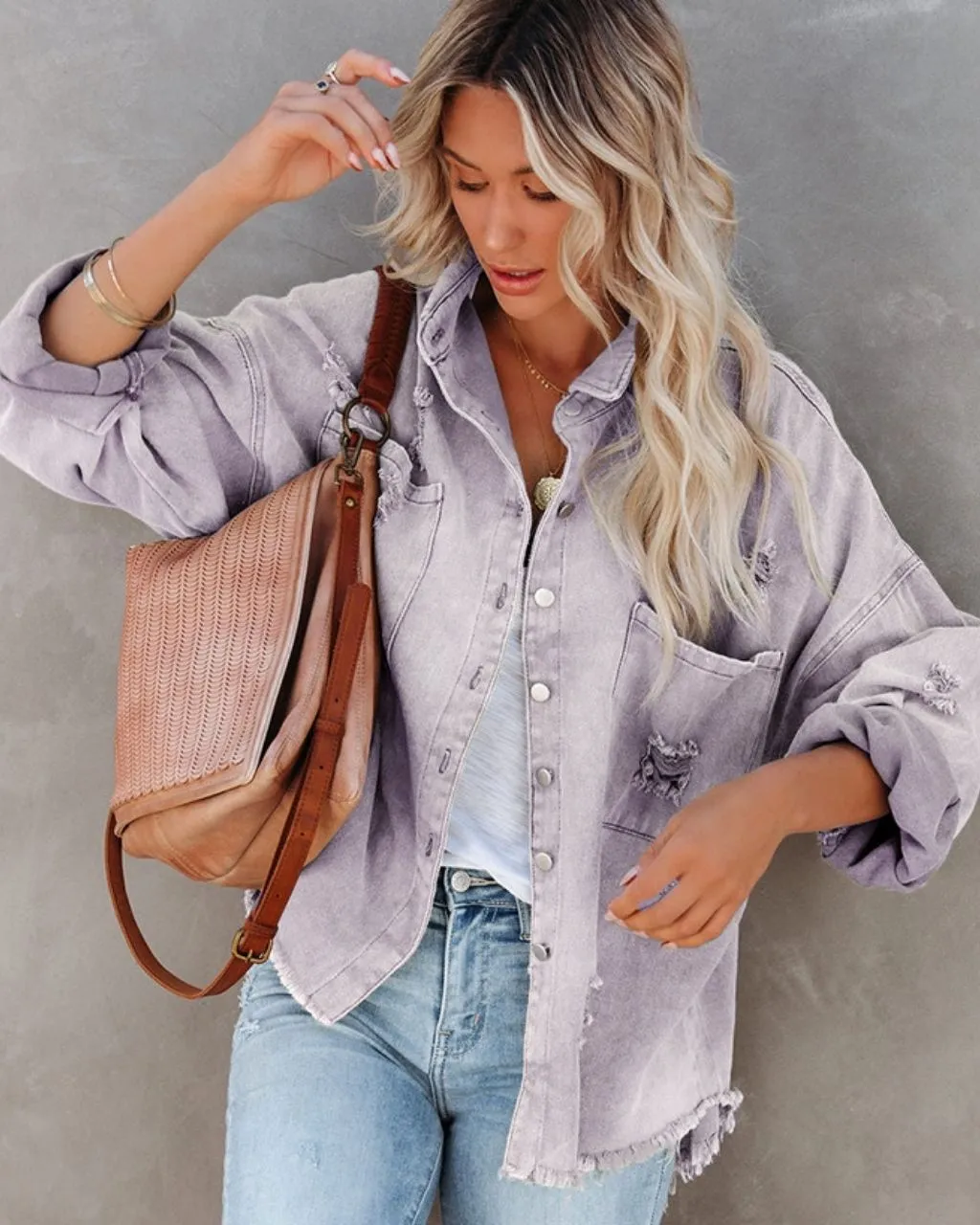 MARLEY DISTRESSED DENIM SHIRT JACKET