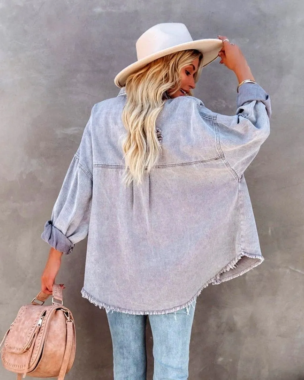 MARLEY DISTRESSED DENIM SHIRT JACKET