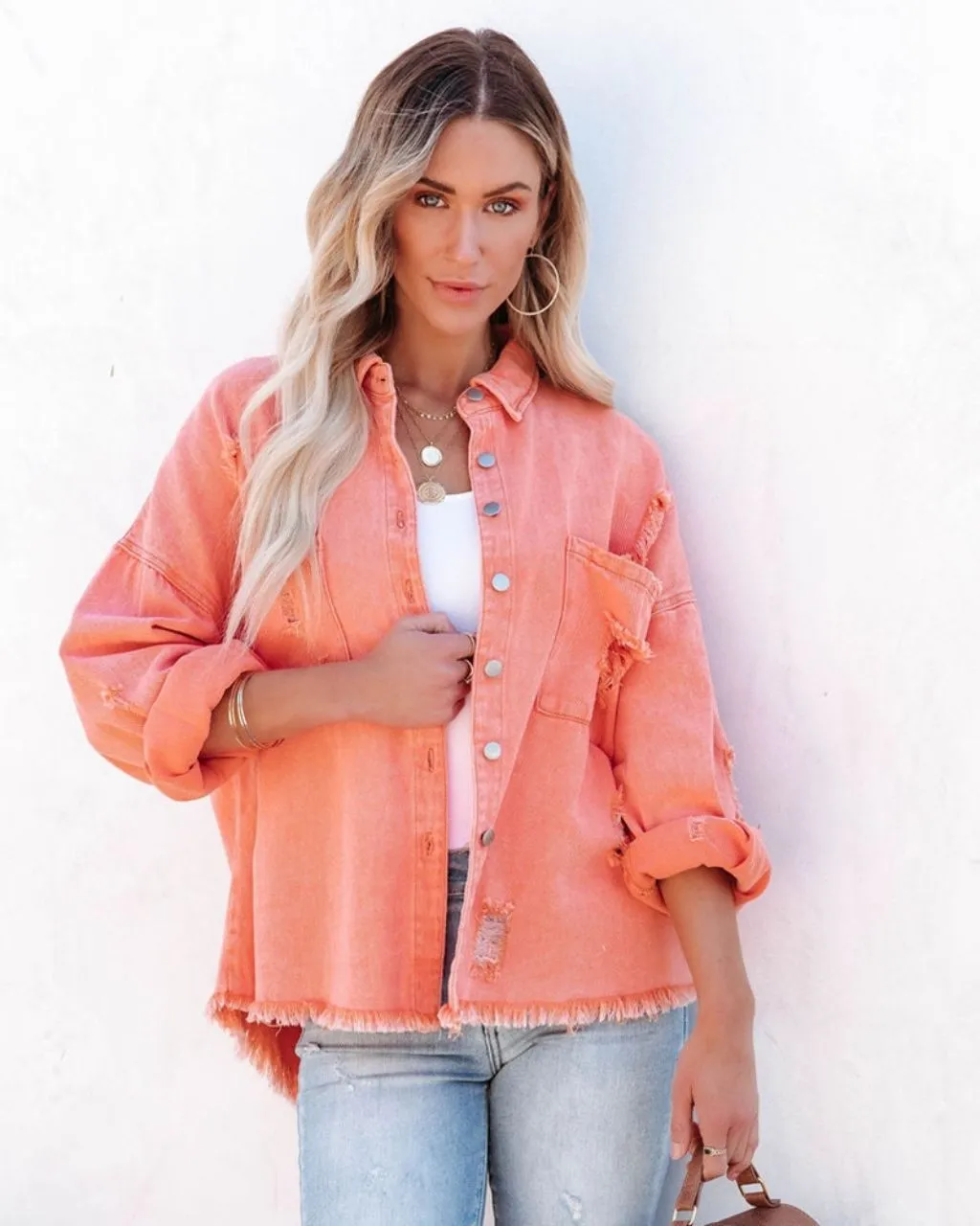 MARLEY DISTRESSED DENIM SHIRT JACKET