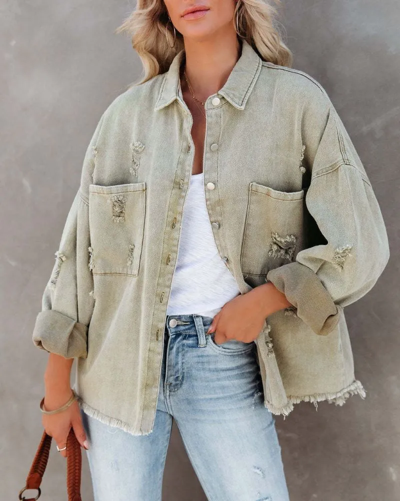 MARLEY DISTRESSED DENIM SHIRT JACKET