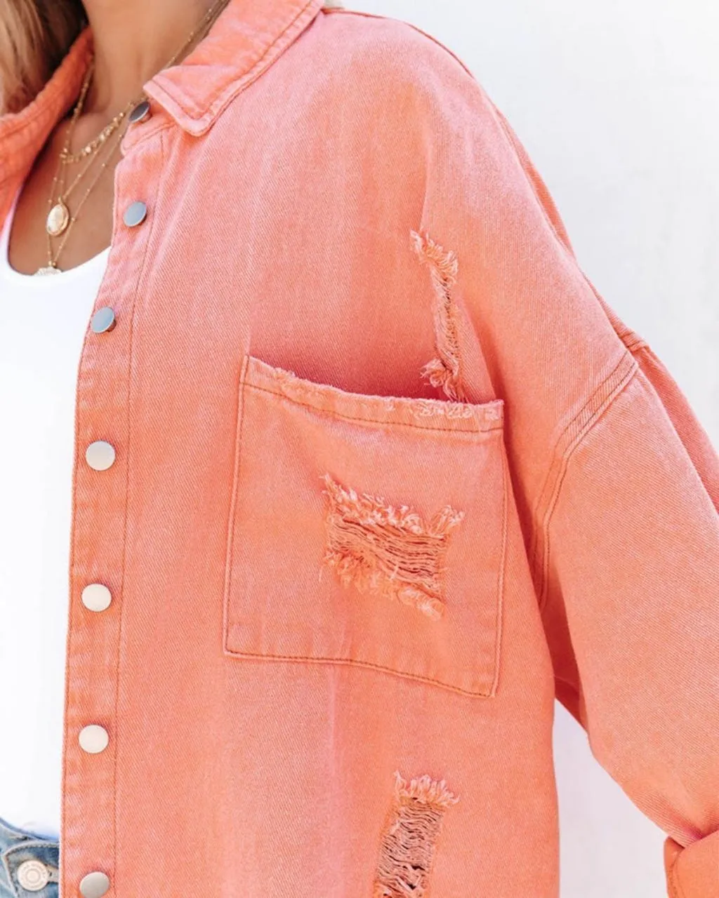 MARLEY DISTRESSED DENIM SHIRT JACKET