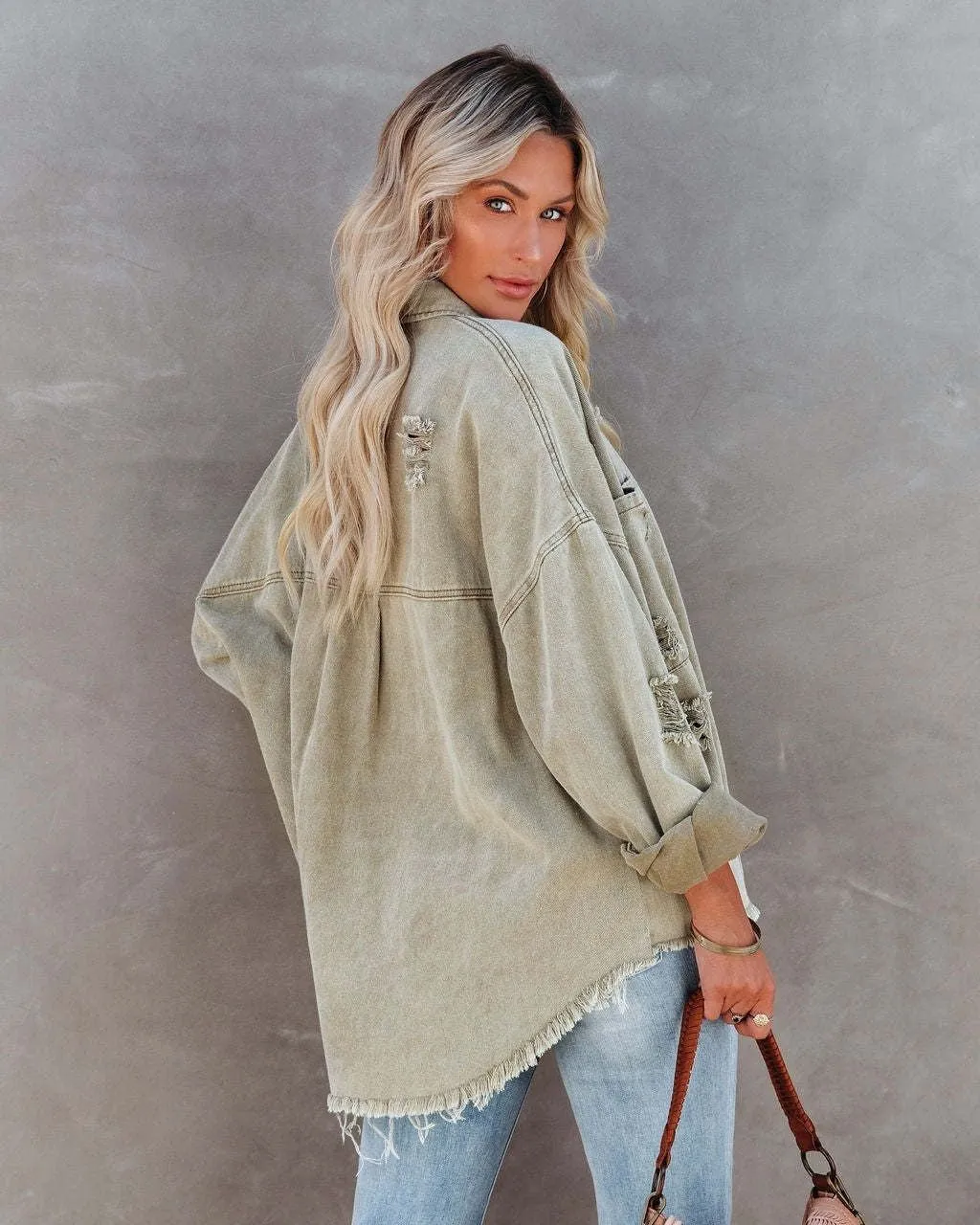 MARLEY DISTRESSED DENIM SHIRT JACKET