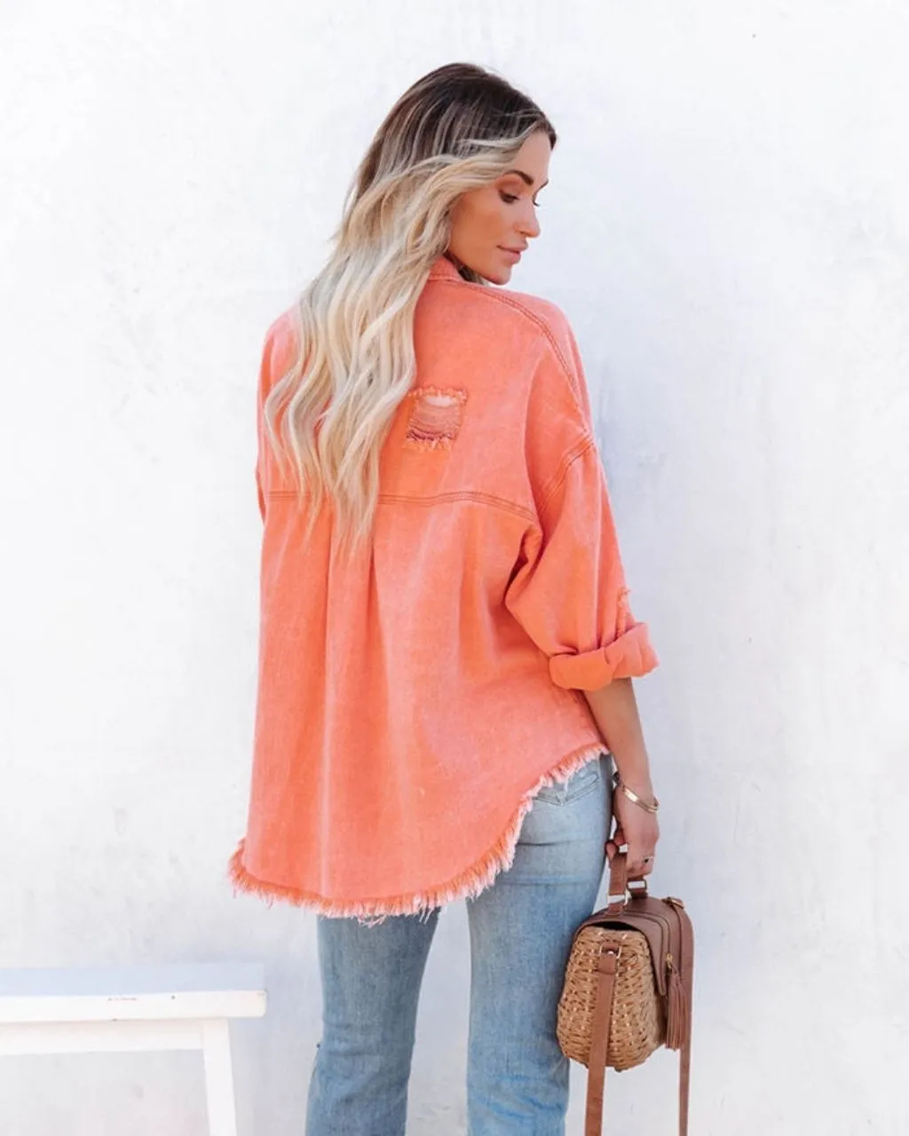 MARLEY DISTRESSED DENIM SHIRT JACKET