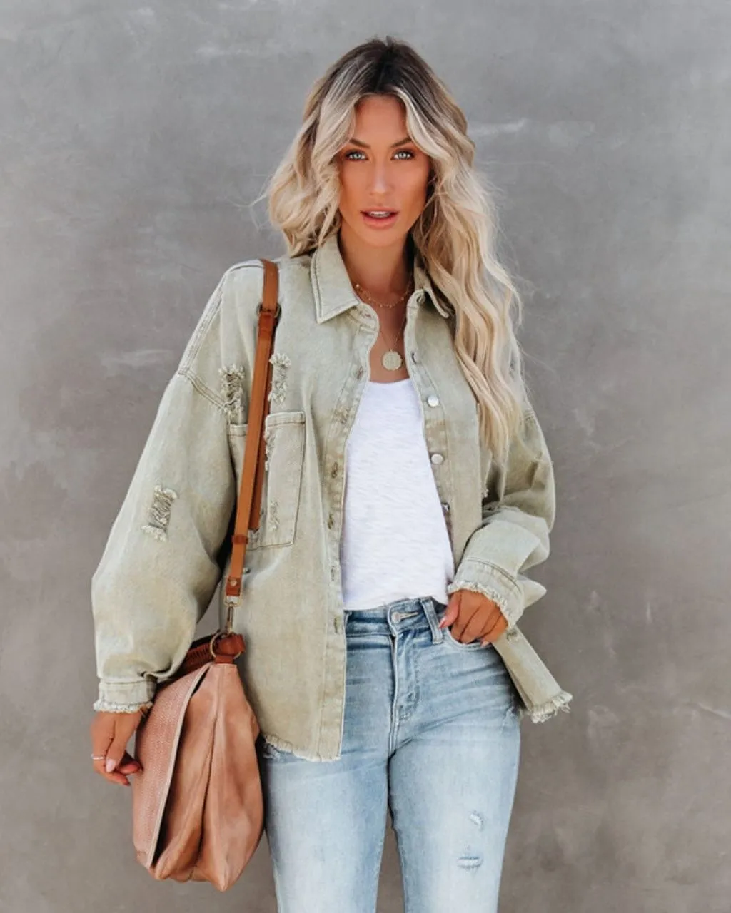 MARLEY DISTRESSED DENIM SHIRT JACKET