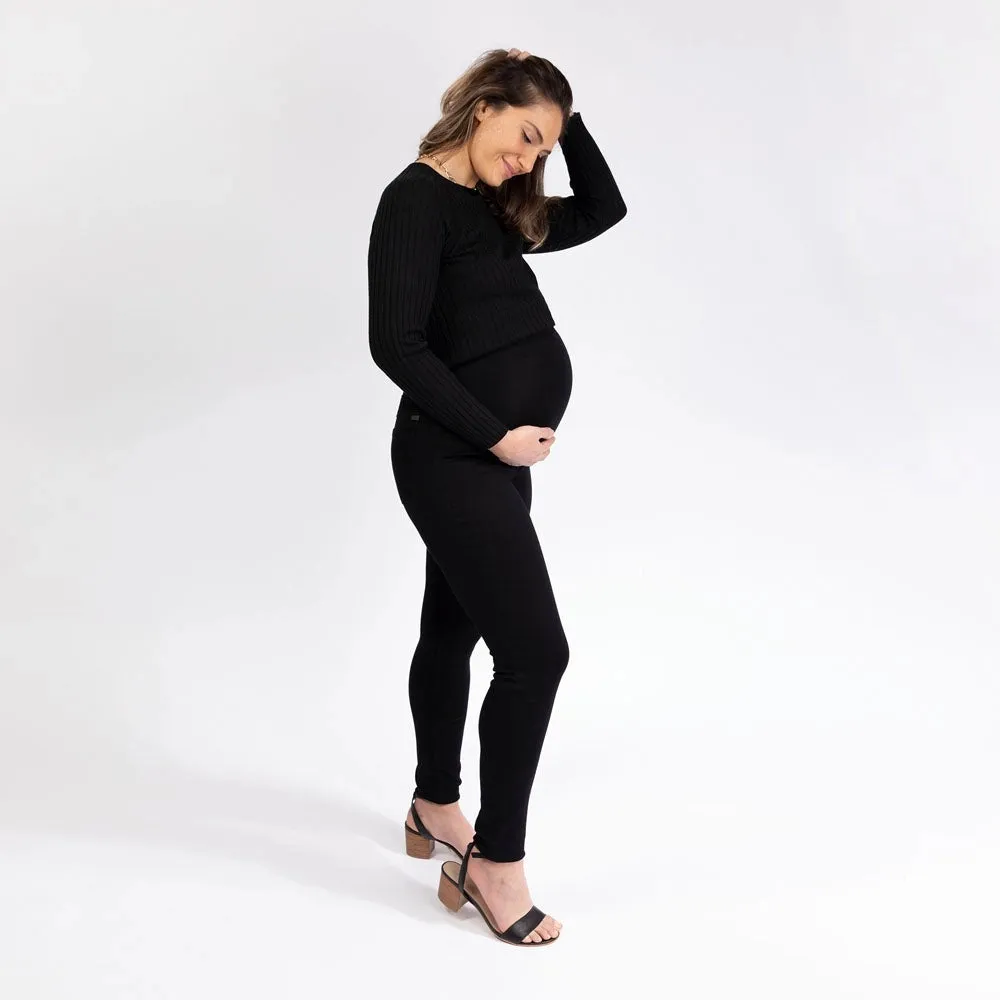 Maternity 32' Butter Skinny W/ Bellyband In Black