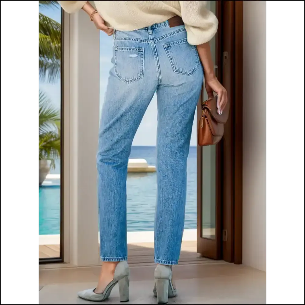 Meet your Match: Distressed Buttoned Jeans for Strutting & Stunting! 😂✨