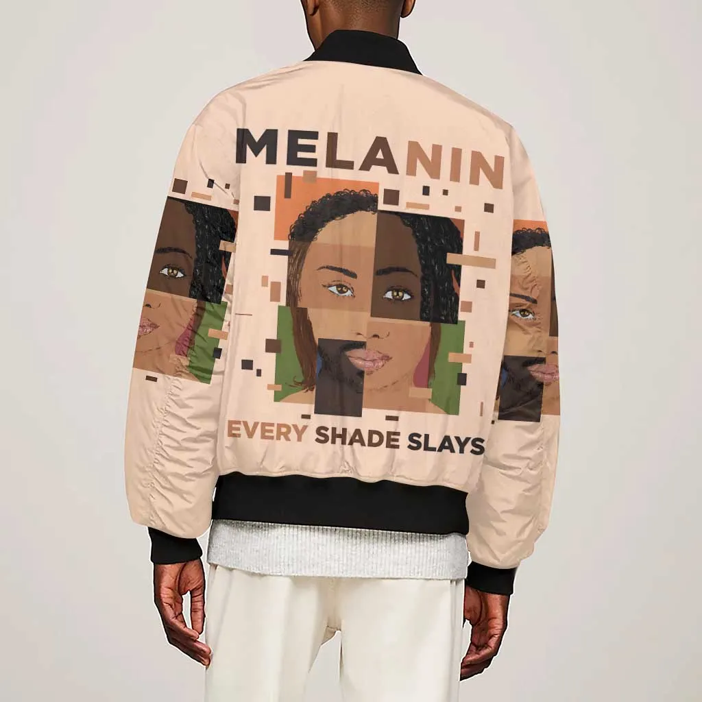 Melanin Every Shade Slays Sleeve Zip Bomber Jacket Afro Women DT03