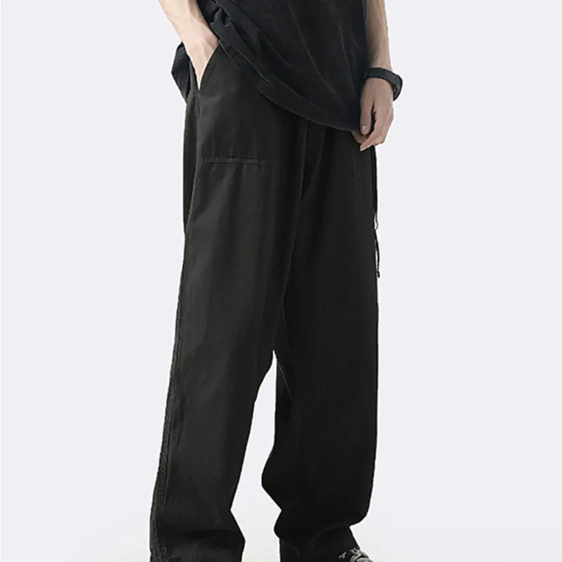 Men Cargo Pants Retro Classic Workwear Pants Men's Summer Thin Straight Casual Trousers