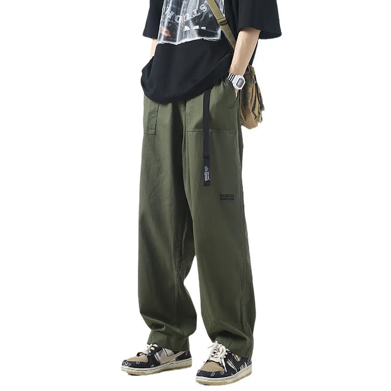 Men Cargo Pants Retro Classic Workwear Pants Men's Summer Thin Straight Casual Trousers