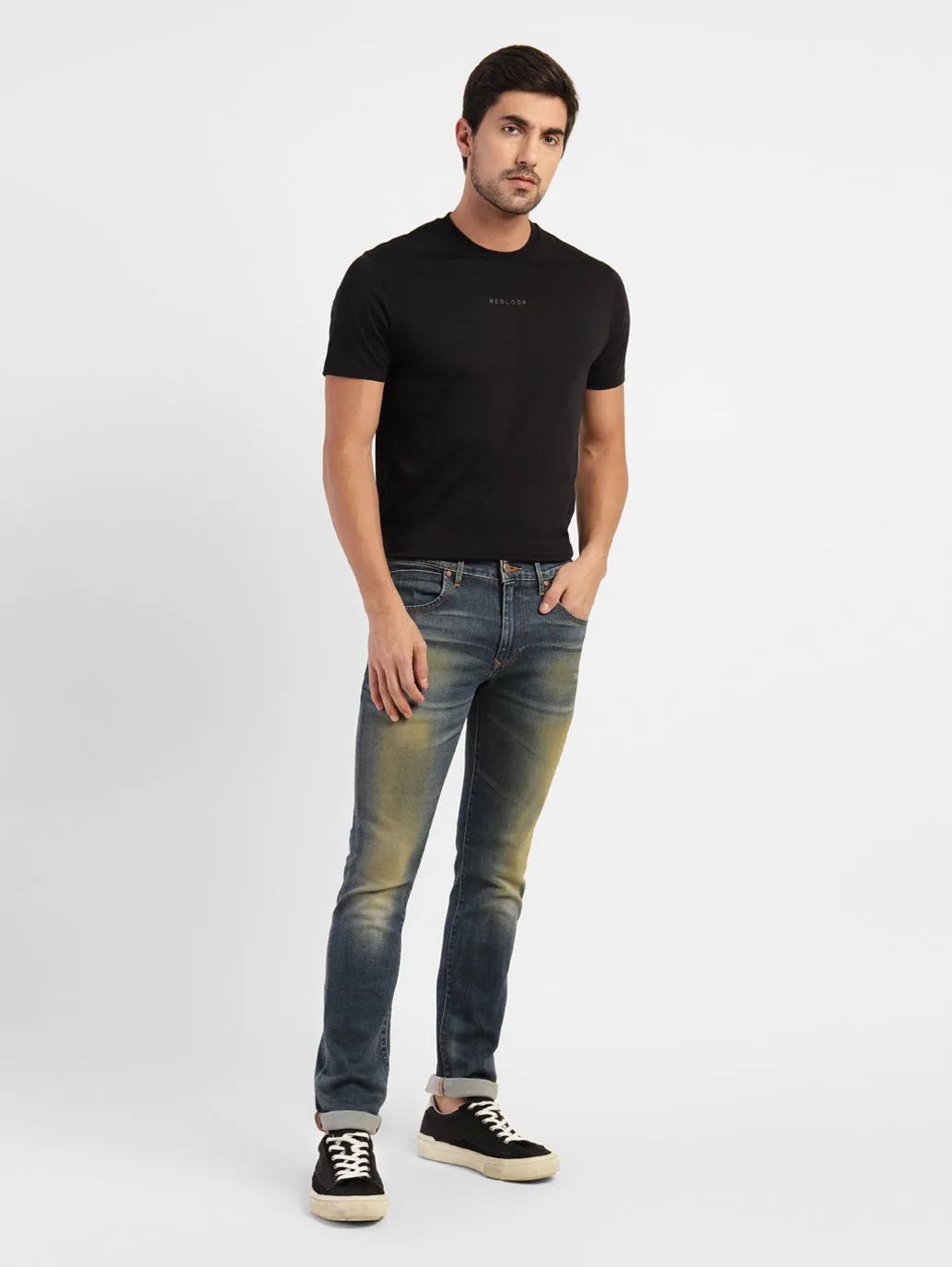 Men's 65504 Blue Skinny Fit Mid Rise Jeans