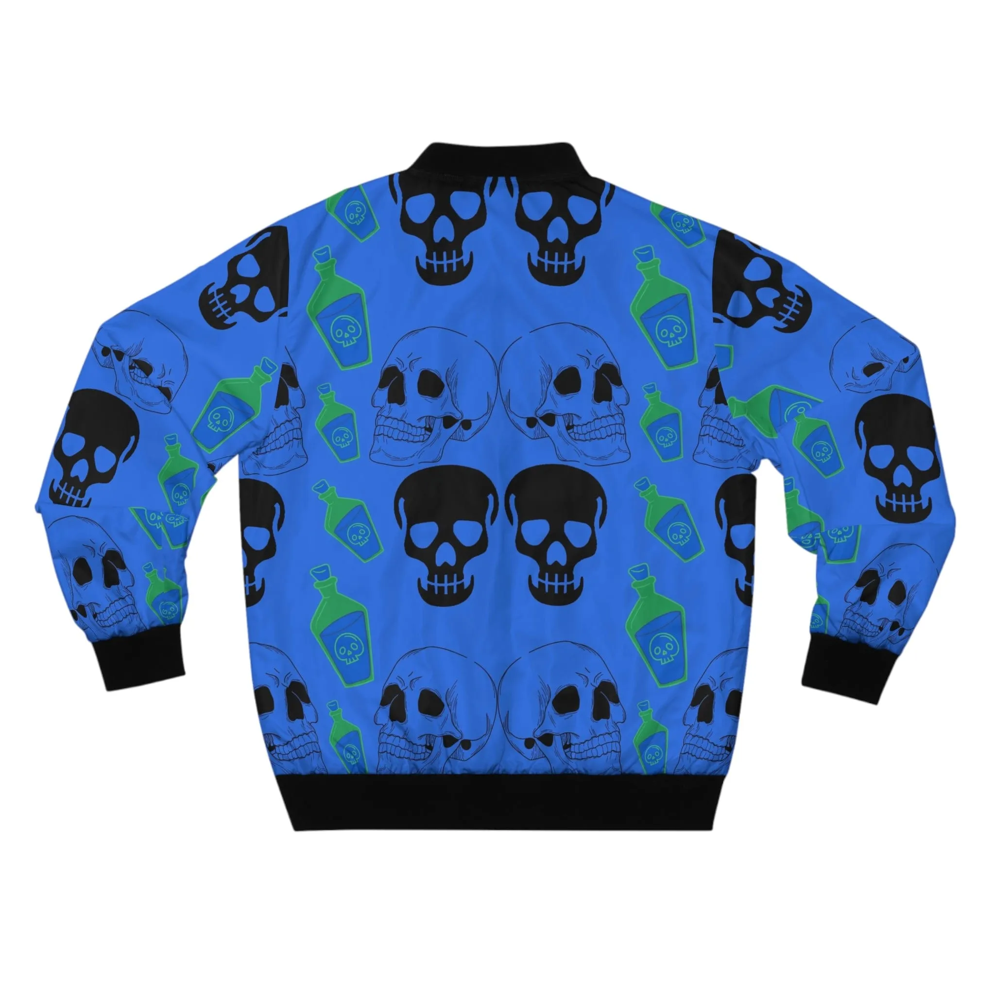 Men's Blue Skulls Heads Bomber Jacket