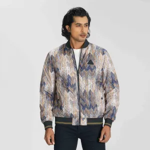 Mens Brown Printed Bomber