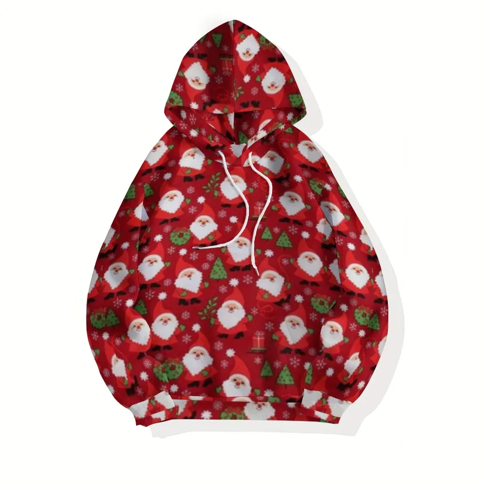 Mens Christmas Santa Claus Graphic Pullover With Kangaroo Pocket Hoodies