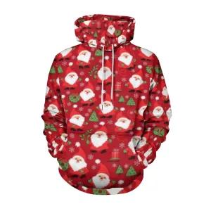 Mens Christmas Santa Claus Graphic Pullover With Kangaroo Pocket Hoodies