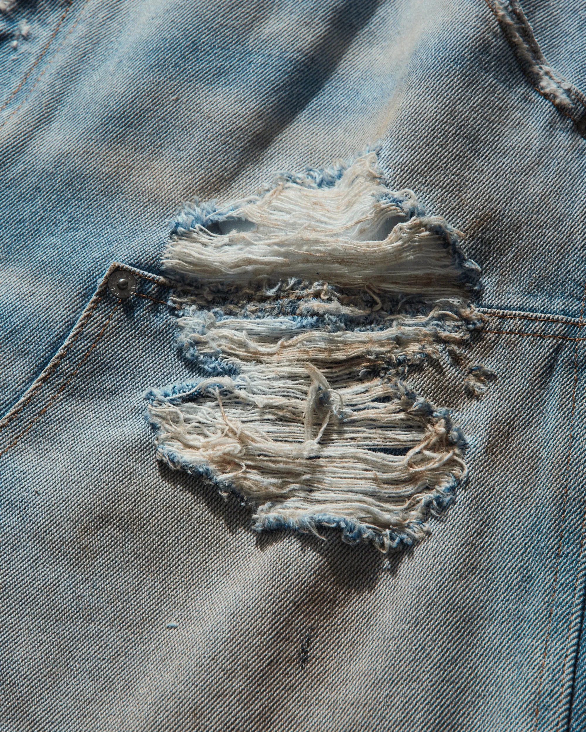 Men's Distressed Double Knee Jeans Blue