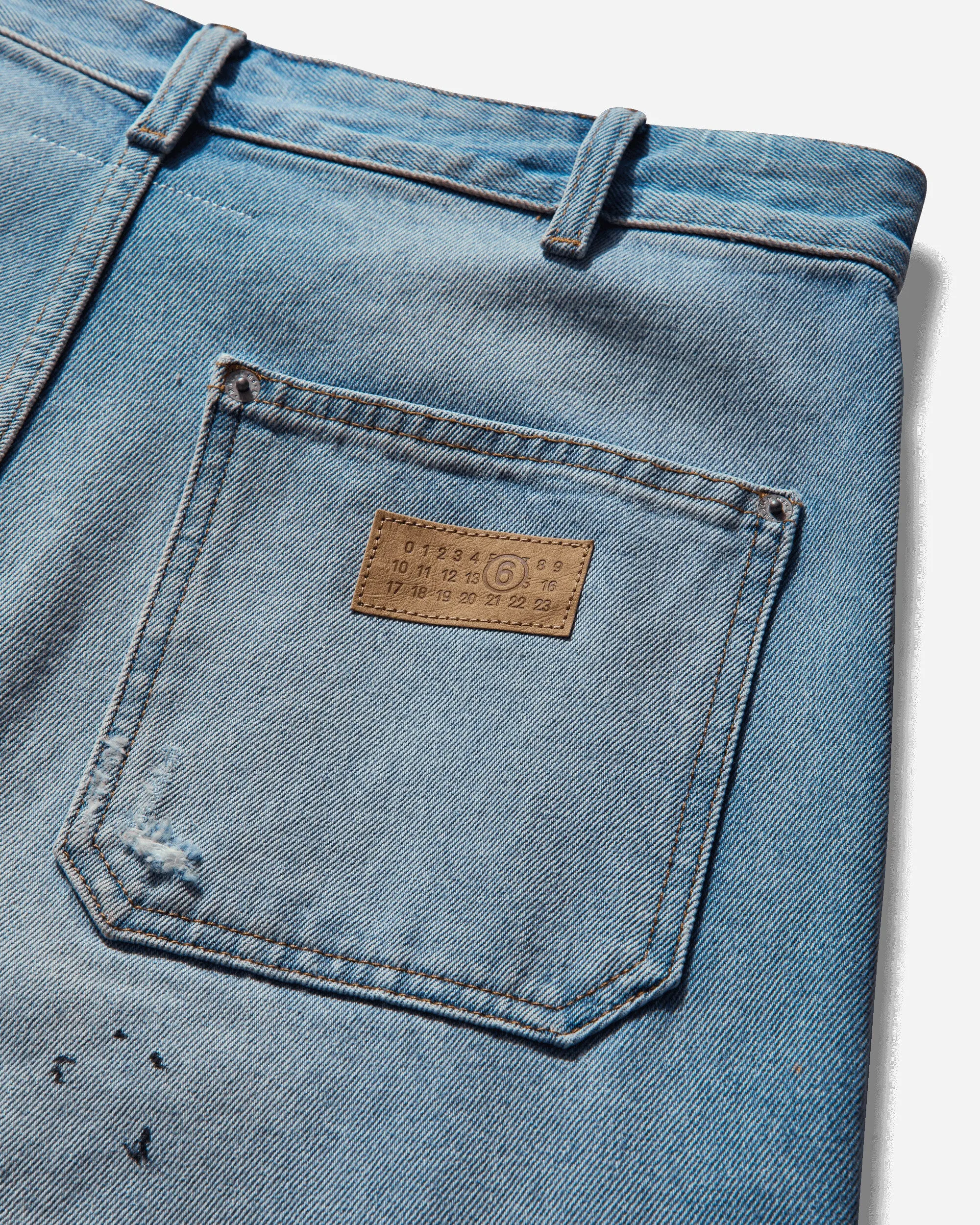 Men's Distressed Double Knee Jeans Blue