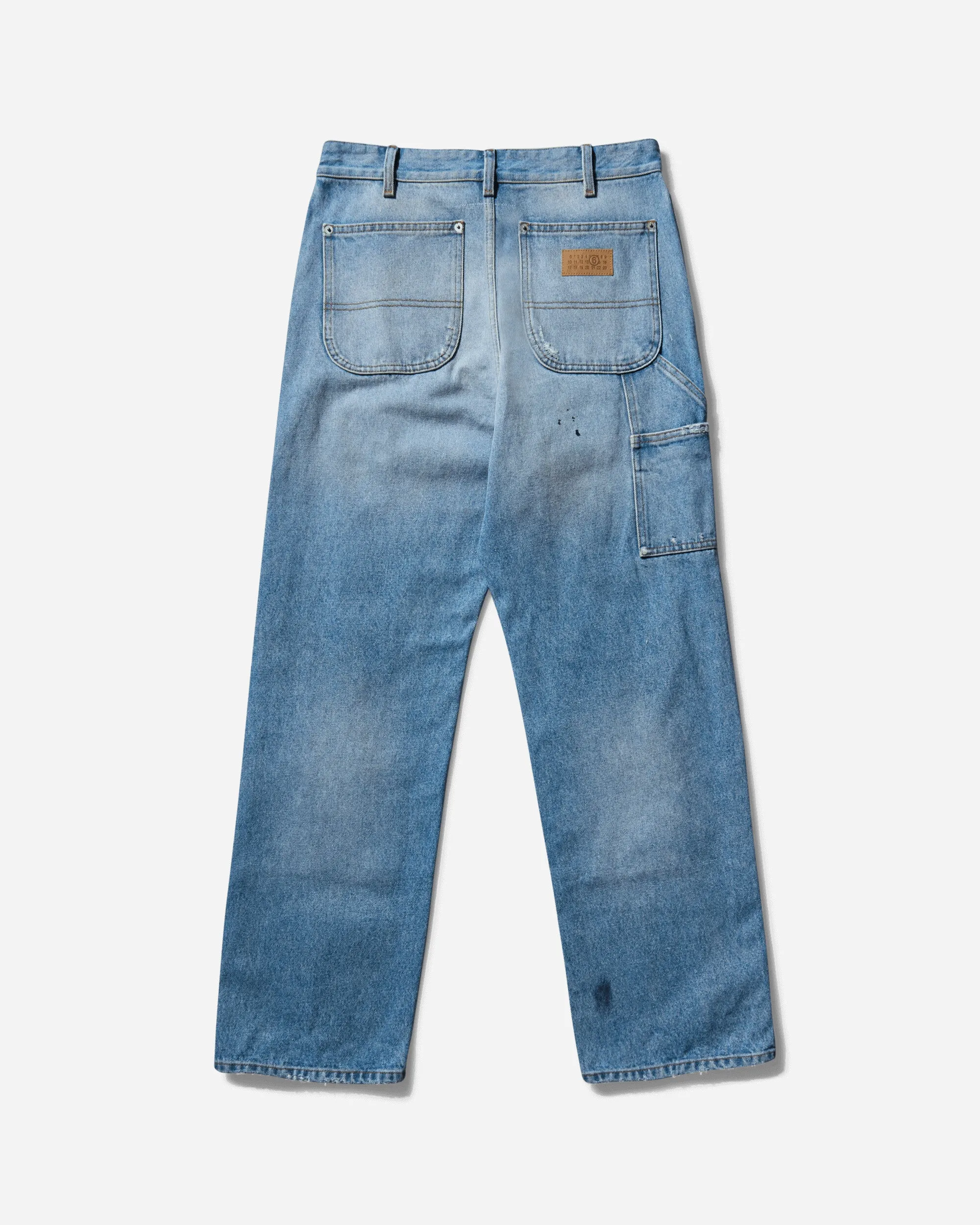 Men's Distressed Double Knee Jeans Blue