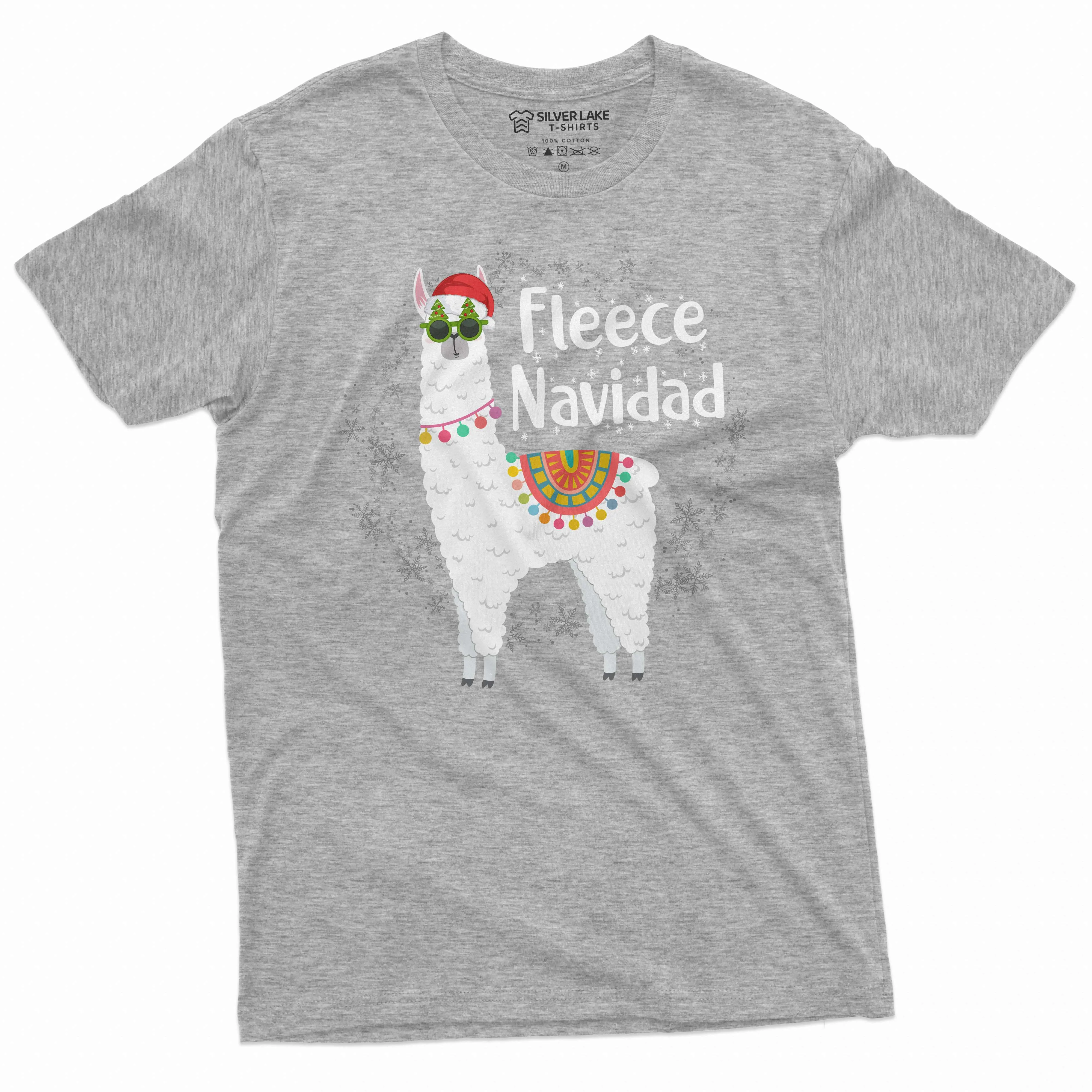 Men's Fleece Navidad T-shirt Funny Feliz Navidad Merry Christmas Lamma T-shirt Christmas Funny gift