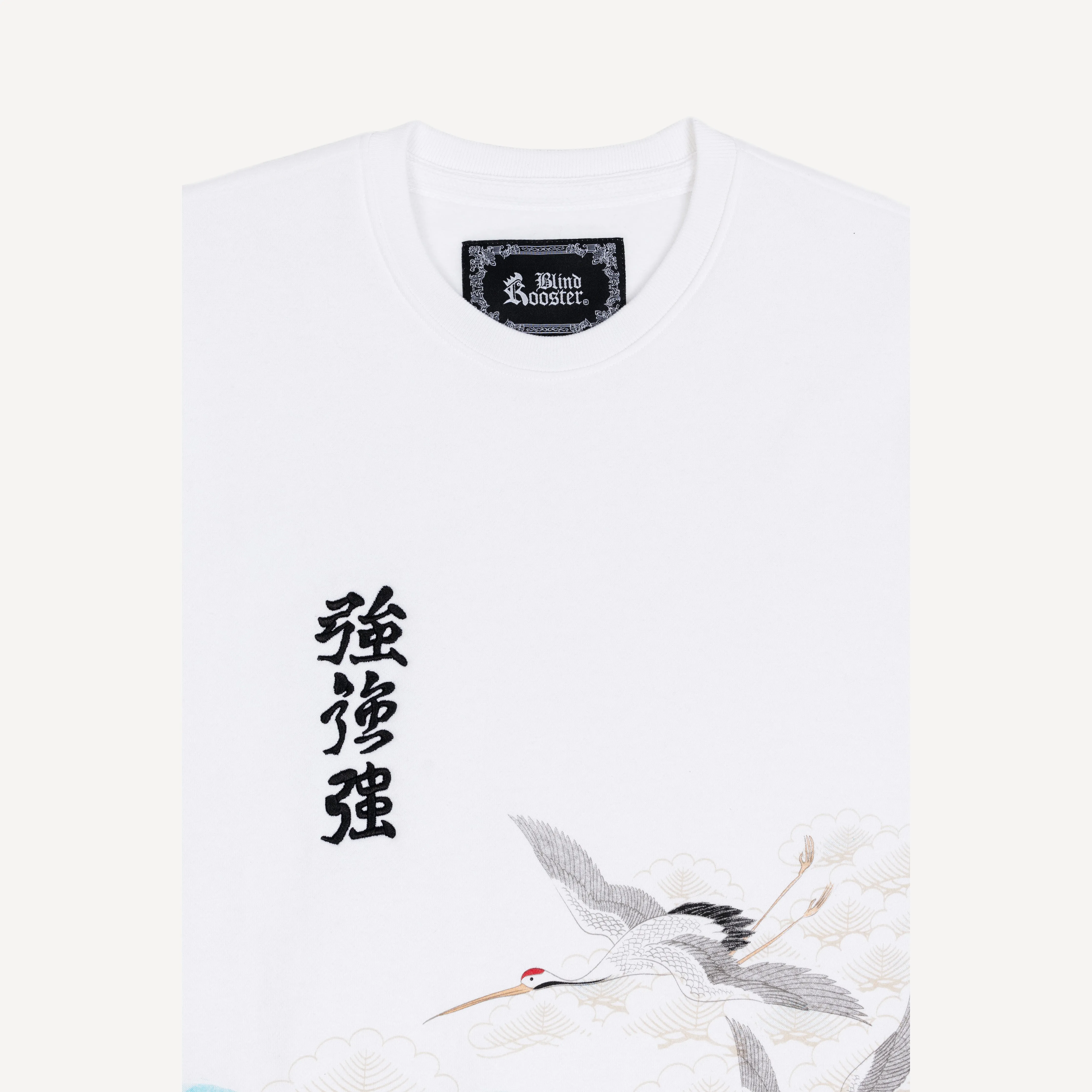 Mens Graphic Wraparound Crewneck Sweatshirt - White / Kanji Strong