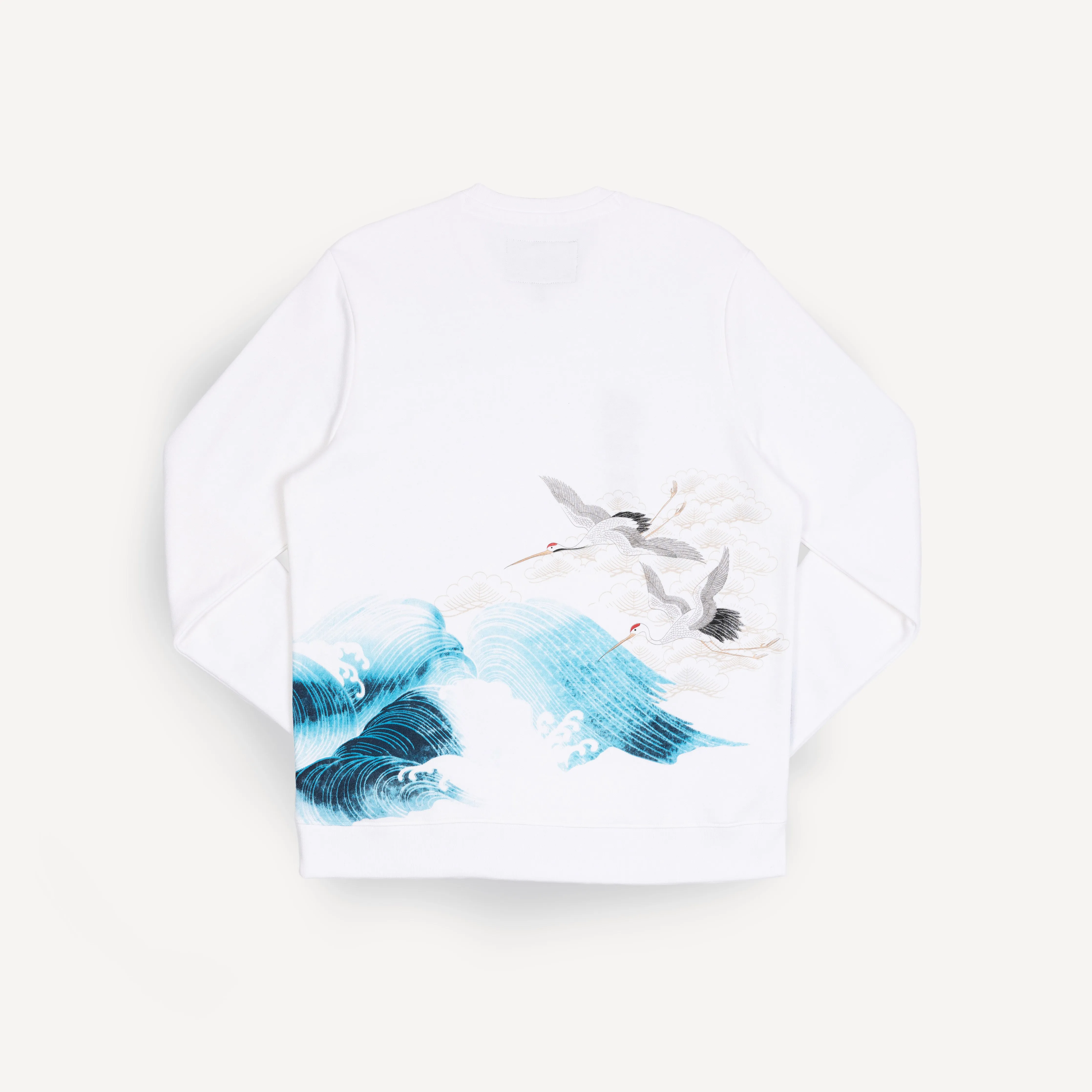 Mens Graphic Wraparound Crewneck Sweatshirt - White / Kanji Strong