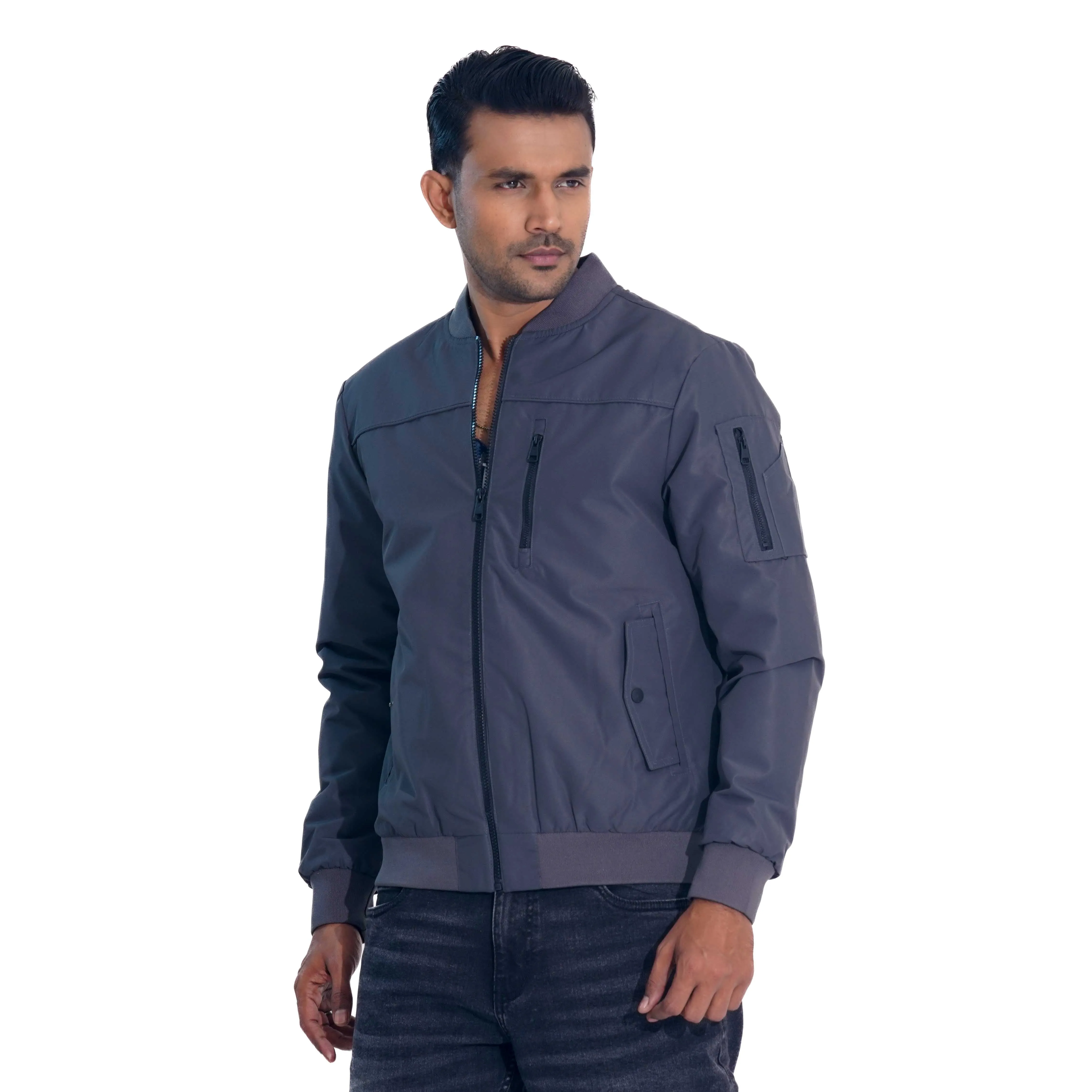 Mens Grey Bomber Jacket